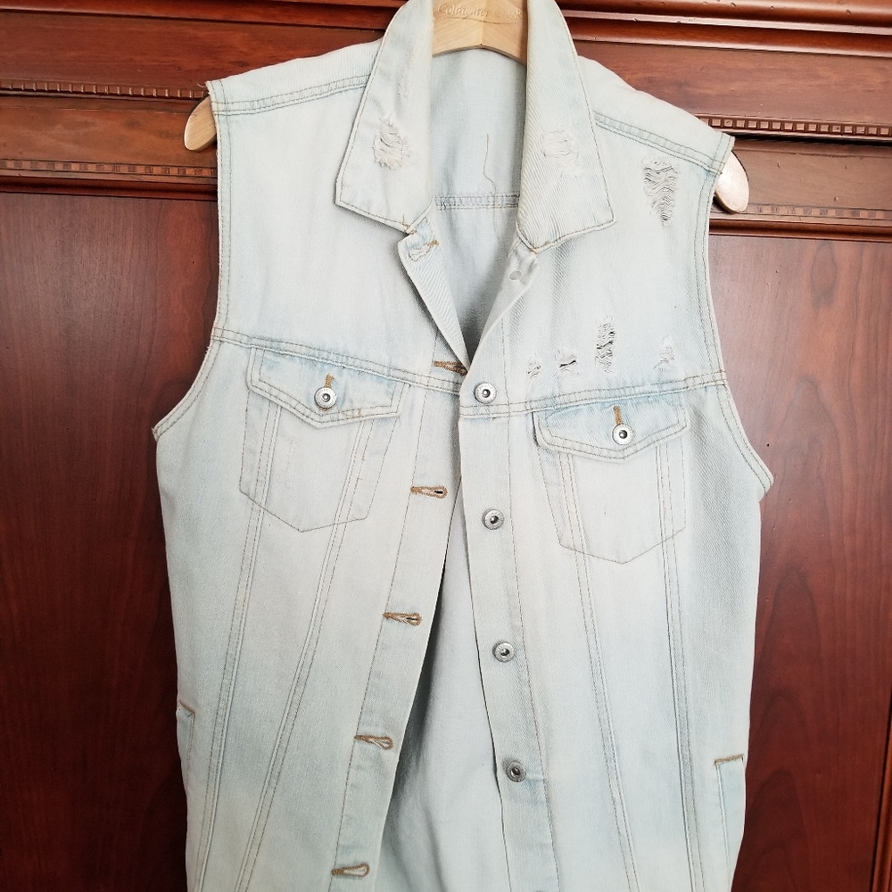 Denim Vest-Distressed